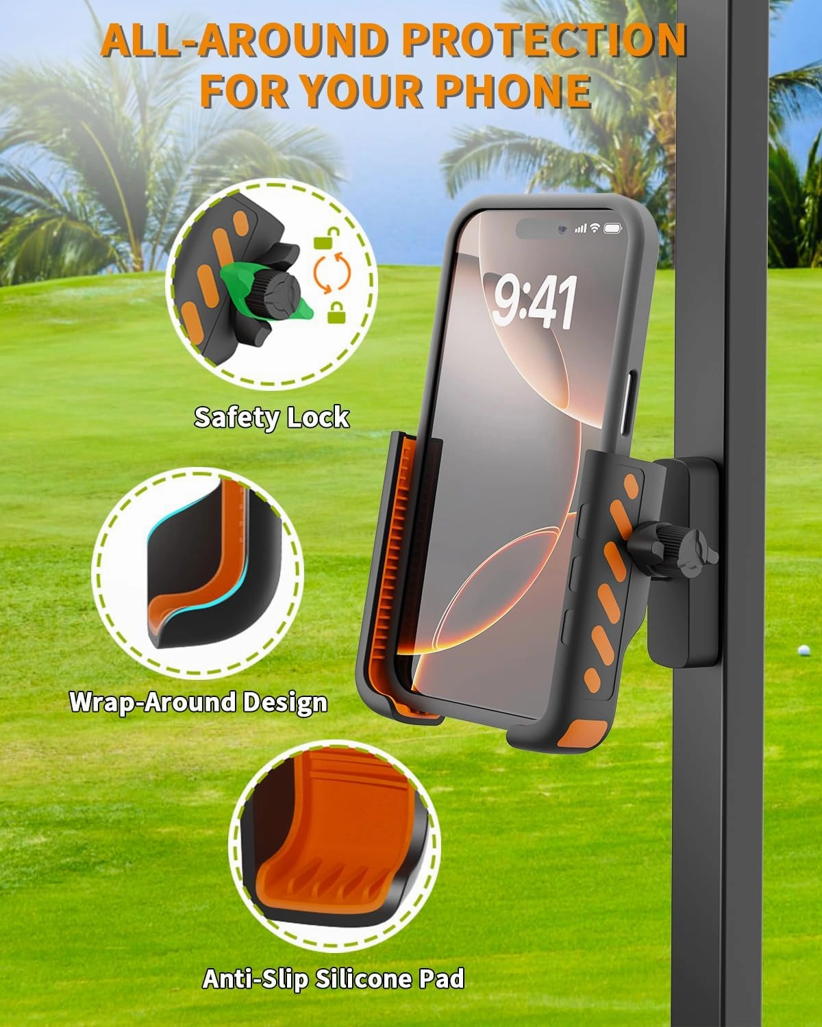 FASON Magnetic Golf Cart Accessories | Magnetic Golf Cart Phone Holder | Magnetic Cigar Holder for Golf Cart | Golf Accessories Gift Set for Men & Women