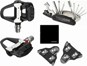 Favaro Assioma PRO RS-1 Upgraded Power Meter Pedals Bundled with Extra SPD SL Cleats, StarlitGem Cleaning Cloth and Multi Tool Kit
