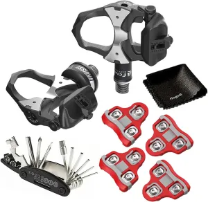 Favero Assioma UNO Upgraded Single-Sided Power Waterproof Meter Pedals with Extra Cleats Bundle with HogoR Cleaning Cloth   Multi Tool Screwdriver