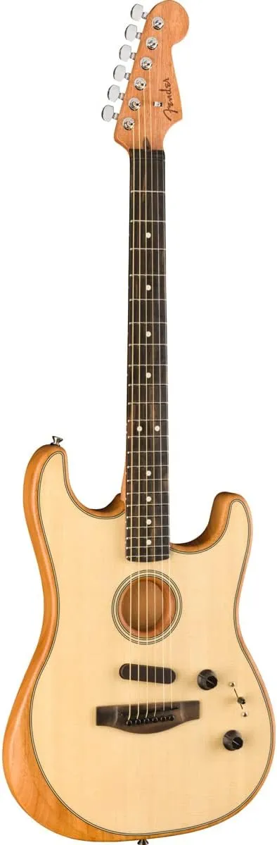 Fender American Acoustasonic Stratocaster Acoustic Electric Guitar, with 2-Year Warranty, Natural, Ebony Fingerboard, with Gig Bag