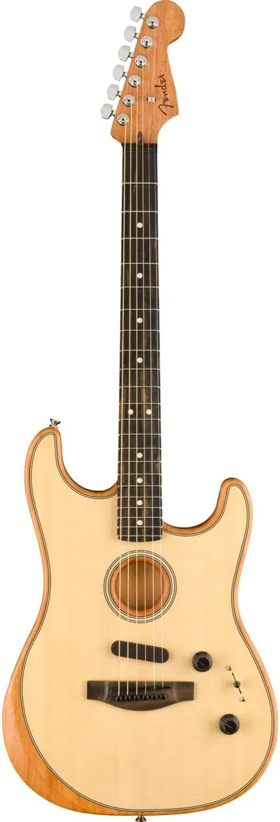 Fender American Acoustasonic Stratocaster Acoustic Electric Guitar, with 2-Year Warranty, Natural, Ebony Fingerboard, with Gig Bag