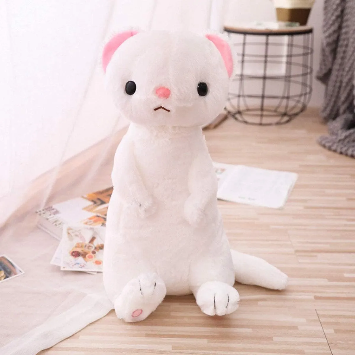 Ferrets Plush Toys, Kawaii Stuffed Animal Doll Pillow 20" Birthday Christmas Fiesta Gift (White)