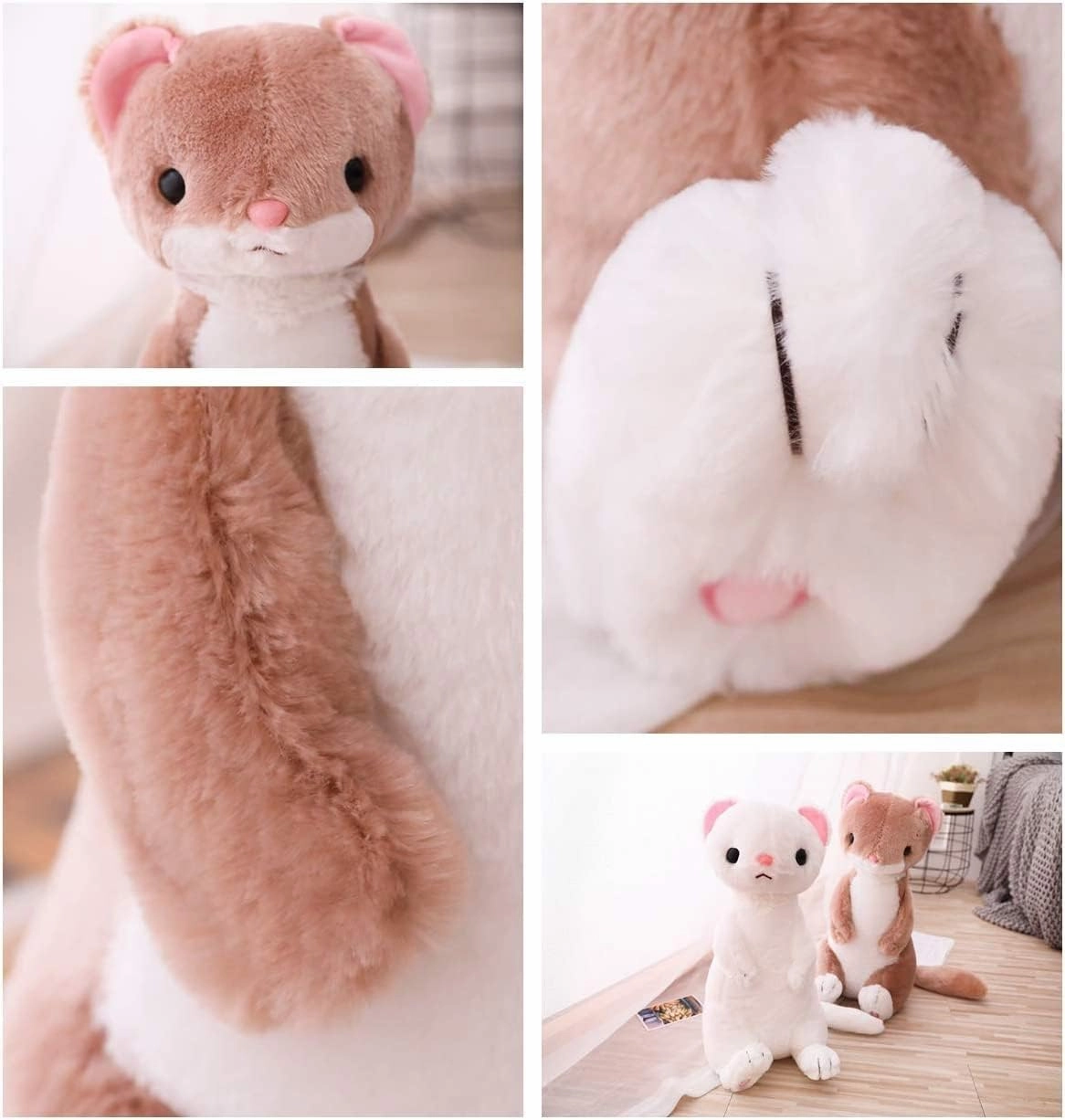 Ferrets Plush Toys, Kawaii Stuffed Animal Doll Pillow 20 '' Birthday Christmas Fiesta Gift (Brown)