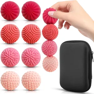 Fidget Magnetic Balls Toy - 8 PCS Red Texture Tactile Sensory Gift for Teens Adult ADHD Autism Anxiety, Silent Stress Relief Massage Roller Item Desk Toy for Home Office Calm Down with Case