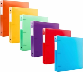 Filexec 50003-6492 6492, 1" Frosted Ring Binder, Set of 6, 6 Assorted Colors, Blueberry, Strawberry, Grape, Lime, Lemon, Tangerine