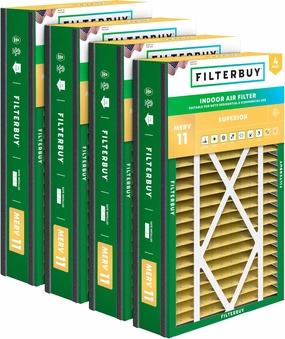 Filterbuy 16x25x3 Air Filter MERV 11 Allergen Defense (4-Pack), Pleated HVAC AC Furnace Air Filters Replacement for Trion Air Bear, Lennox X0581, and More (Actual Size: 15.63 x 24.13 x 3.00 Inches)