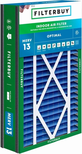 Filterbuy 16x25x3 Air Filter MERV 13 Optimal Defense (1-Pack), Pleated HVAC AC Furnace Air Filters Replacement for Trion Air Bear, Lennox X0581, and More (Actual Size: 15.63 x 24.13 x 3.00 Inches)