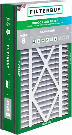 Filterbuy 16x25x3 Air Filter MERV 8 Dust Defense (1-Pack), Pleated HVAC AC Furnace Air Filters Replacement for Trion Air Bear, Lennox X0581, and More (Actual Size: 15.63 x 24.13 x 3.00 Inches)