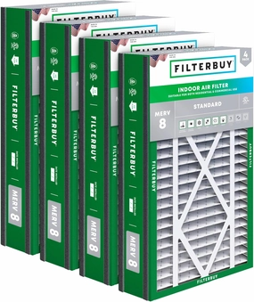 Filterbuy 16x25x3 Air Filter MERV 8 Dust Defense (4-Pack), Pleated HVAC AC Furnace Air Filters Replacement for Trion Air Bear, Lennox X0581, and More (Actual Size: 15.63 x 24.13 x 3.00 Inches)