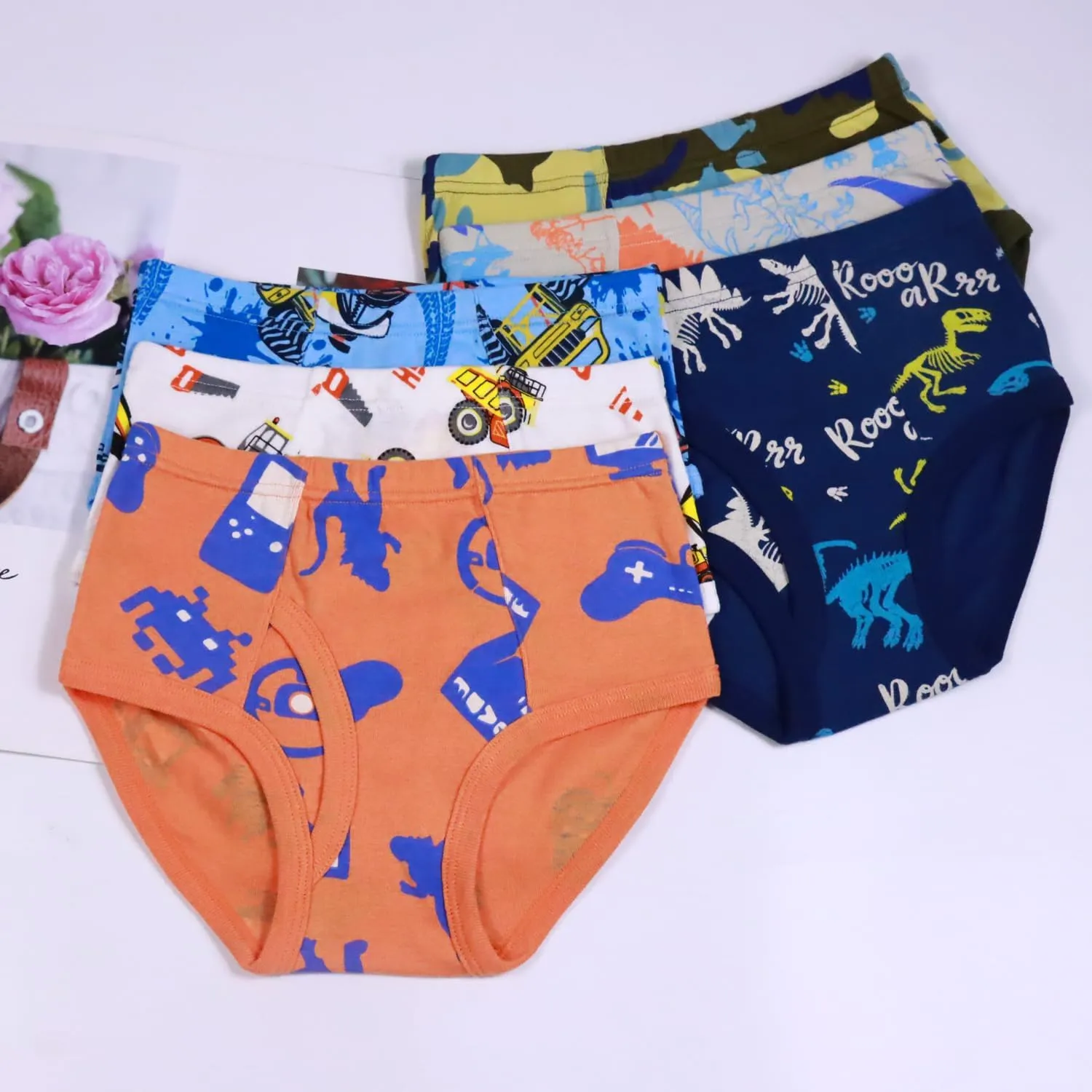 Finihen Boys Soft Cotton Underwear For Toddler Boy Truck Dinosaur Multipacks Briefs Children Undies