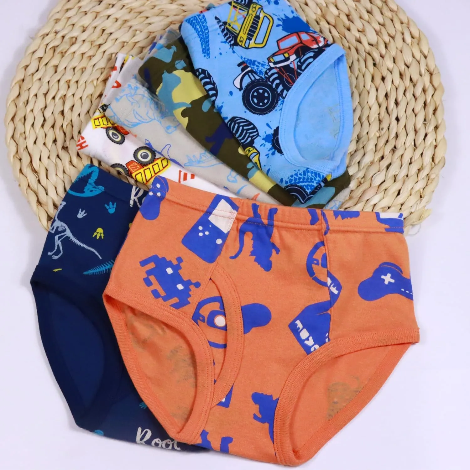 Finihen Boys Soft Cotton Underwear For Toddler Boy Truck Dinosaur Multipacks Briefs Children Undies