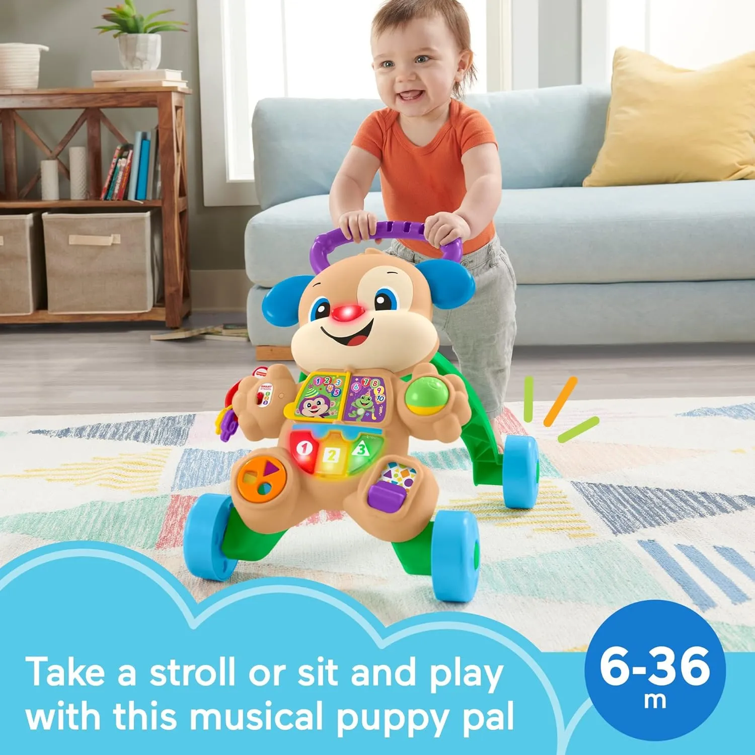 Fisher-Price Baby Toy Laugh & Learn Smart Stages Learn with Puppy Walker with Music Lights & Activities for Infants Ages 6  Months