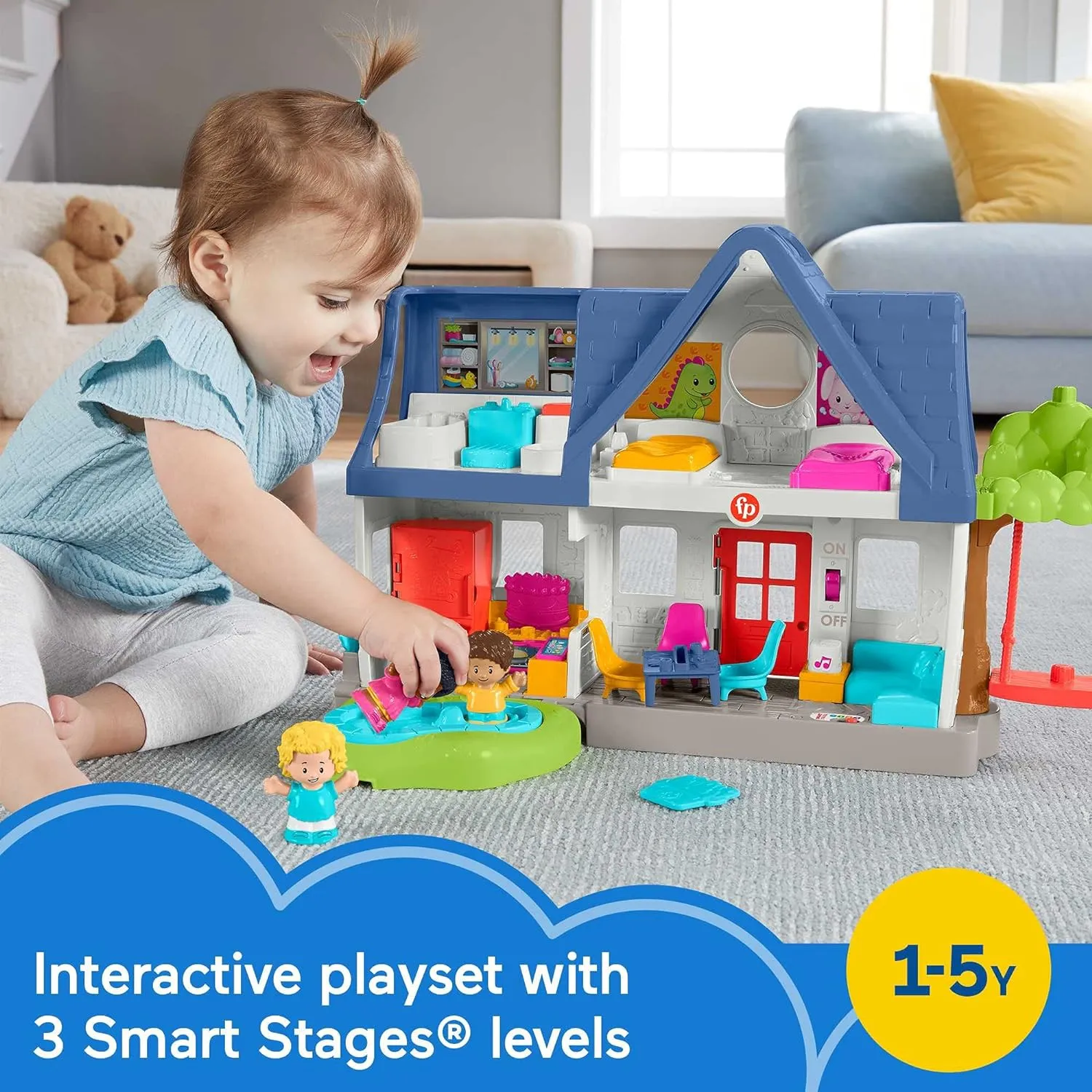 Fisher-Price Little People Toddler Learning Toy Friends Together Play House Set with Smart Stages for Pretend Play Kids Ages 1  Years​