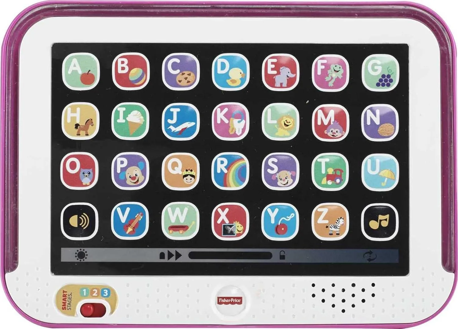 Fisher-Price Toddler Learning Toy Laugh & Learn Smart Stages Tablet with Lights & Music for Early Pretend Play, Pink, for Infants Ages 1  Years