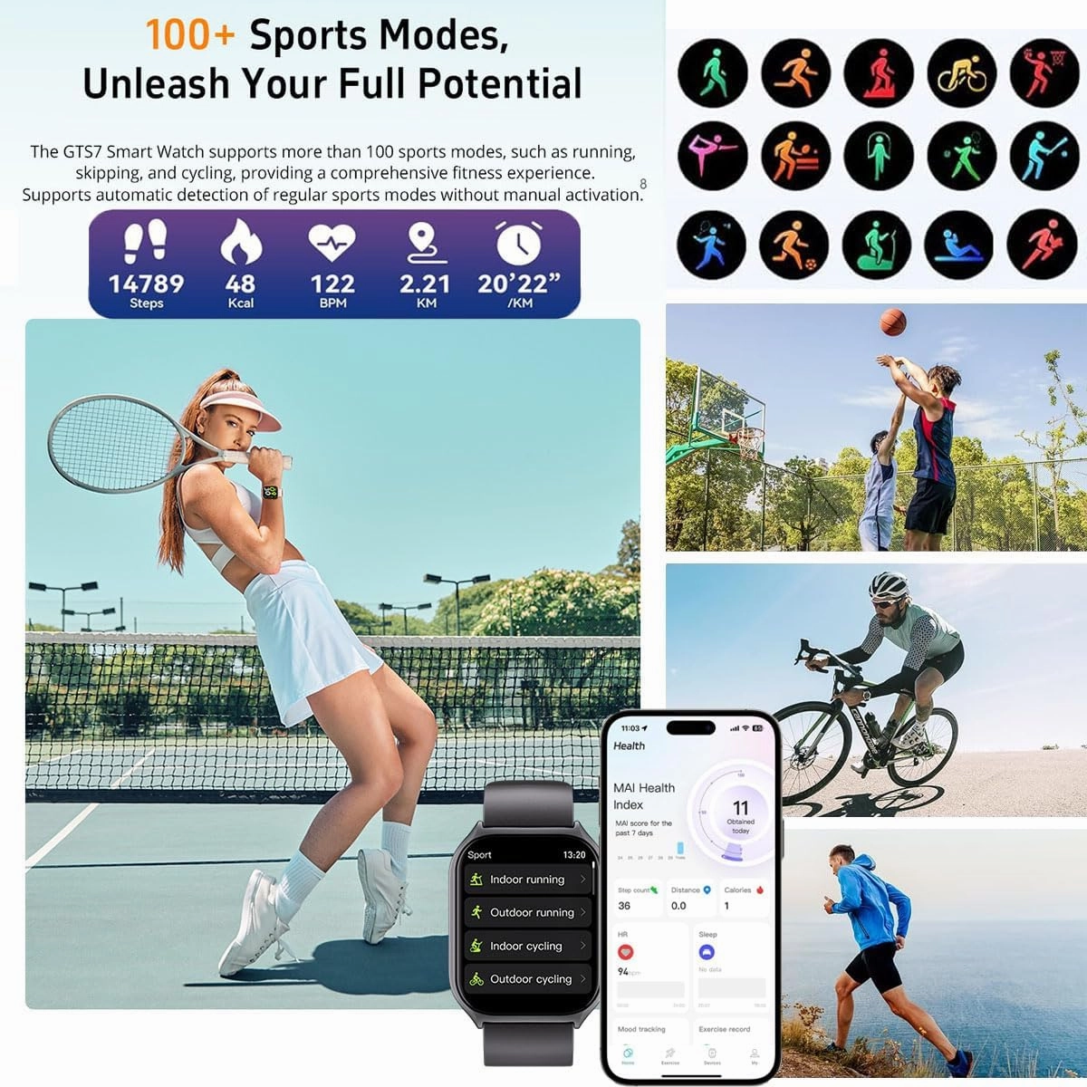 Fitness Tracker, Smart Watch with 24/7 Heart Rate Sleep Tracker with Calorie Step Counter Multi-Function, IP68 Waterproof Activity Tracker for Women Men Android iOS (Pink)