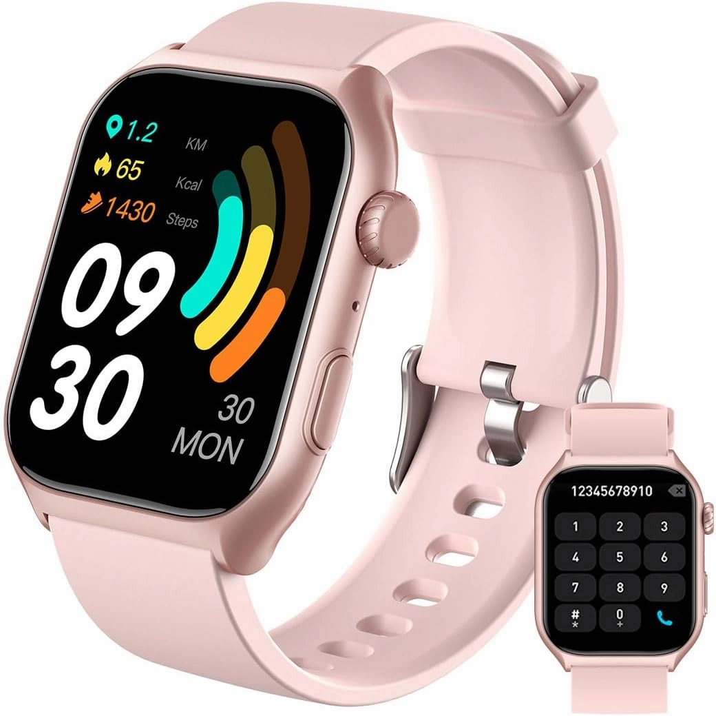 Fitness Tracker, Smart Watch with 24/7 Heart Rate Sleep Tracker with Calorie Step Counter Multi-Function, IP68 Waterproof Activity Tracker for Women Men Android iOS (Pink)