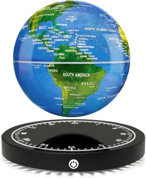 Flagest Magnetic Levitating Floating Globe with LED Lights, 16 Colors Rotating Globe Lamp with Clock Base for Home Office Desk Decor, Cool Tech Gadgets for Men Husband Boys and Girls