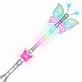 FlashingBlinkyLights Party Set of 12 Light Up LED Pretty Butterfly Fairy Wands for Girls