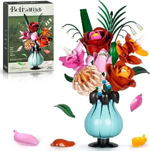 Flower Bouquet Building Set with Vase, 566PCS Rose Botanical Collection Flowers Building Kit, Mother's Day Anniversary Birthday Gifts for Mom Women Girlfriend Adults 8  (Compatible with Major Brand)
