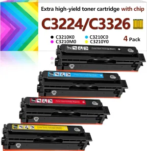 for Lexmark MC3224 MC3326 Toner Cartridges (with Chip),C3210K0 C3210C0 C3210M0 C3210Y0 Ink Cartridge for C3224dw MC3224i MC3224dwe MC3224adwe C3326dw MC3326i MC3326dwe C3426dw MC3426i Printer (4 Pack)