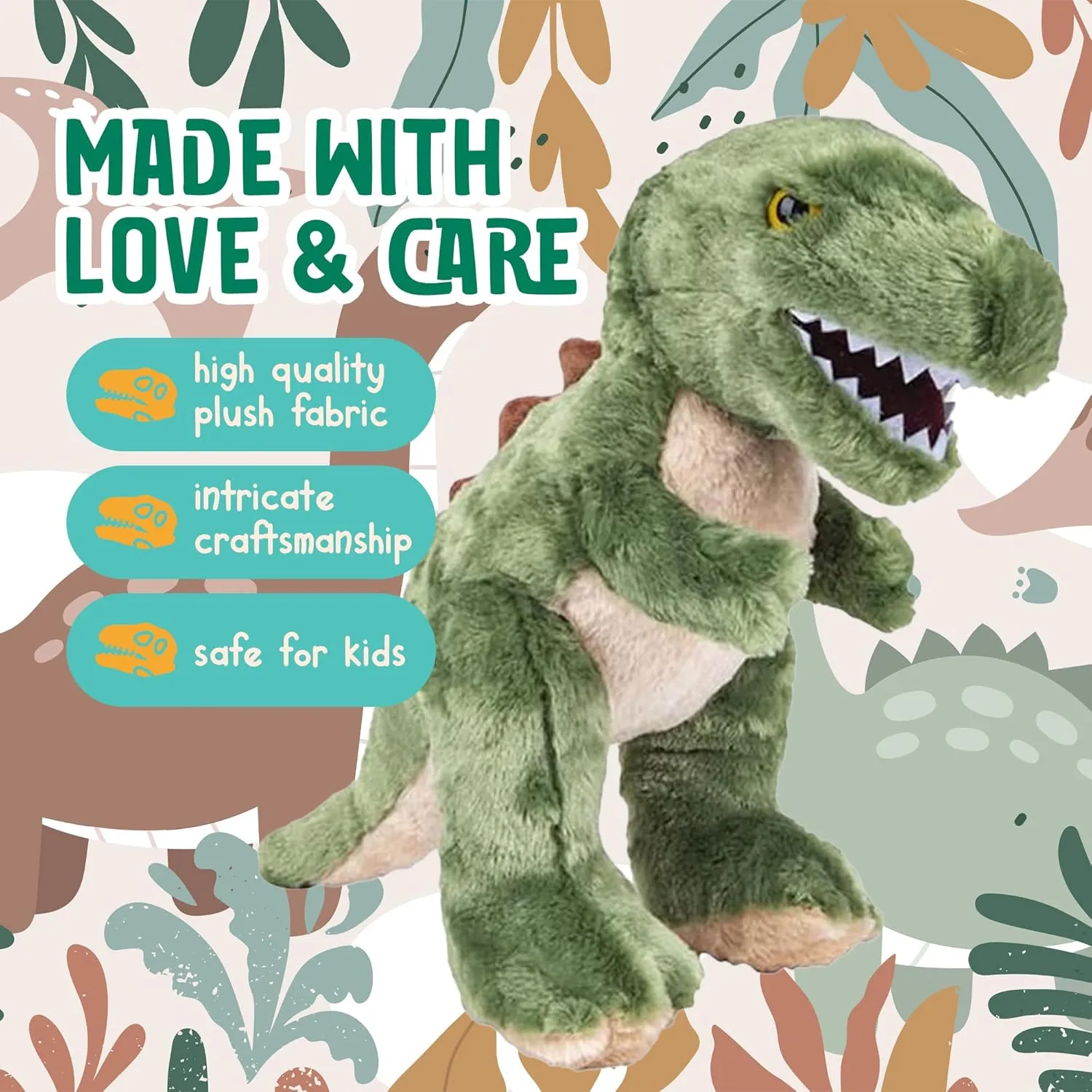 Forest & Twelfth 13” T-Rex Dinosaur Stuffed Animal Plush Toys, Cute, Ultra Cuddly, Huggable Soft Dino Toy, Nursery Decor, Baby Shower Decorations, Birthday Gift for Boys and Girls (13" T-Rex)