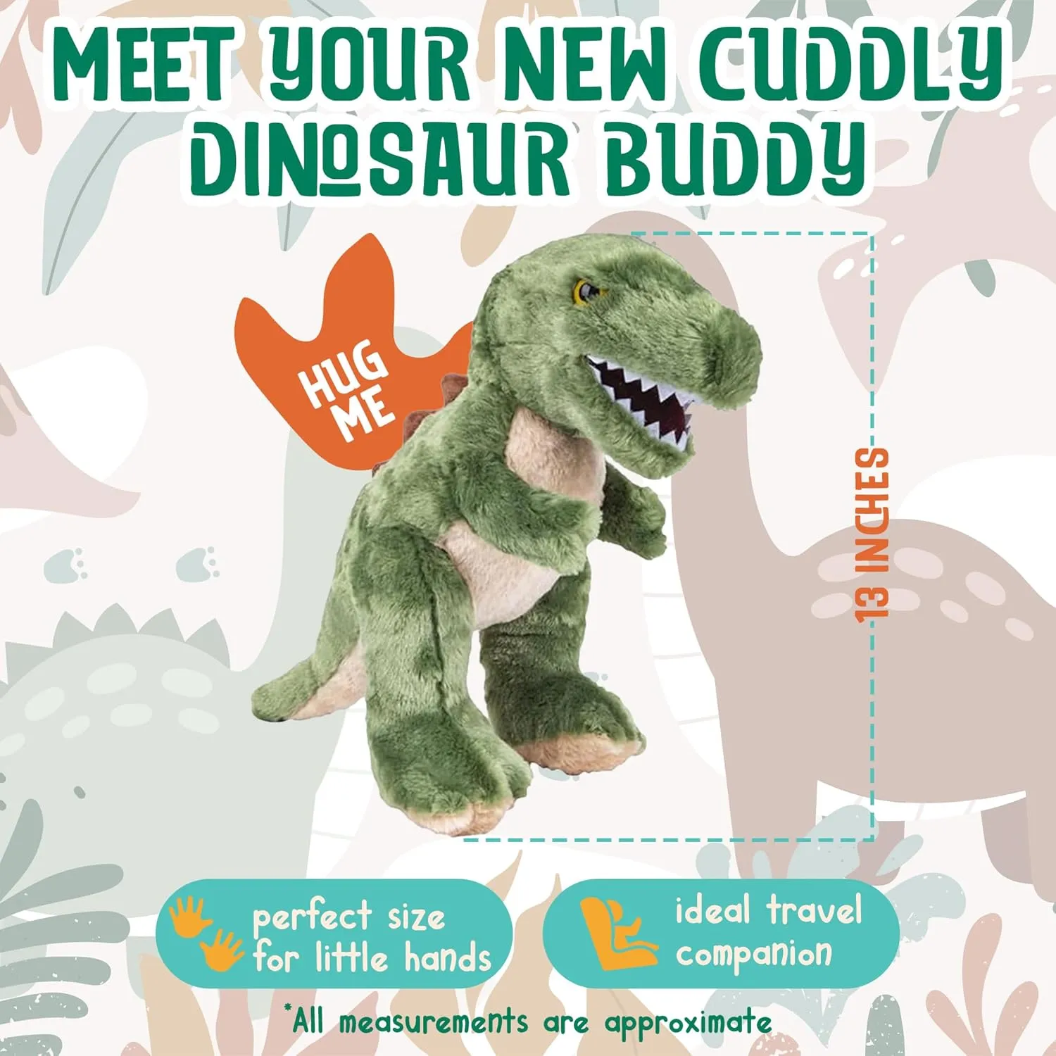 Forest & Twelfth 13” T-Rex Dinosaur Stuffed Animal Plush Toys, Cute, Ultra Cuddly, Huggable Soft Dino Toy, Nursery Decor, Baby Shower Decorations, Birthday Gift for Boys and Girls (13" T-Rex)