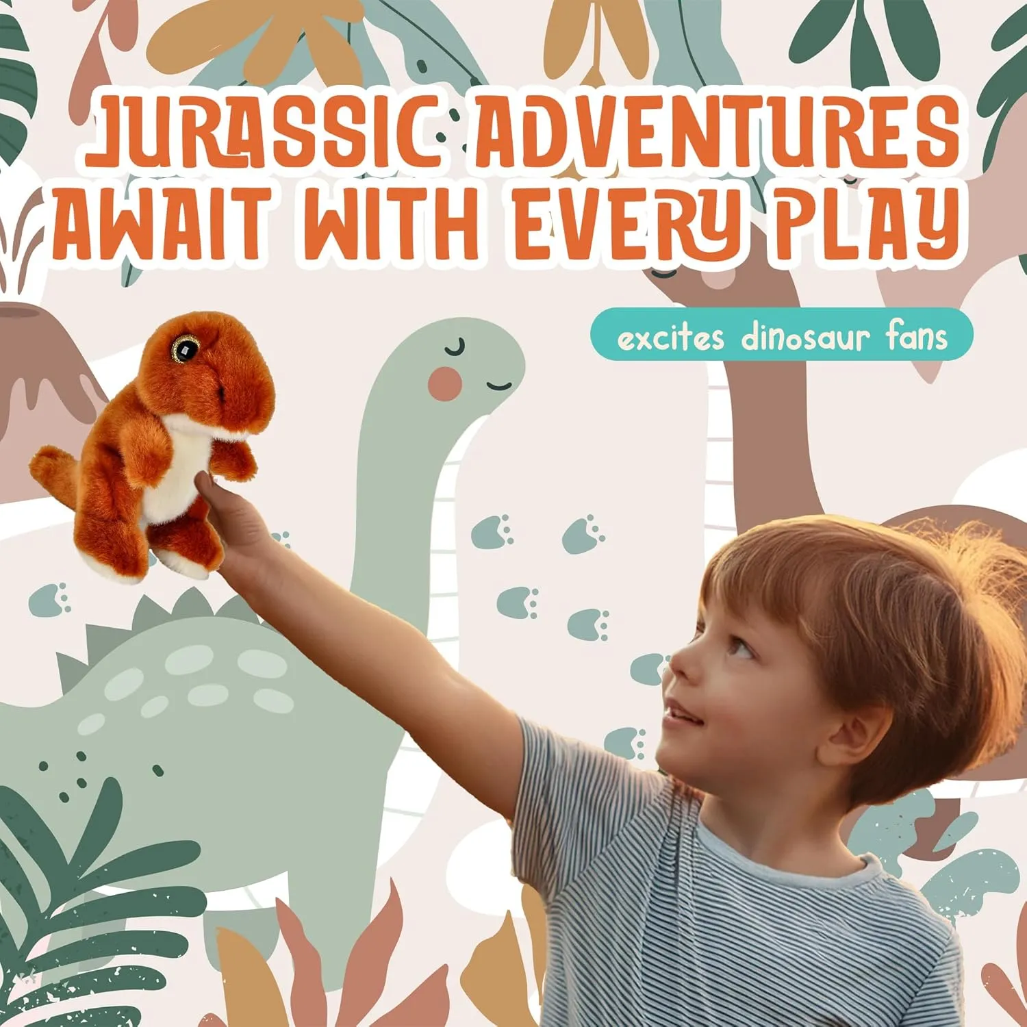 Forest & Twelfth 7” T-Rex Dinosaur Stuffed Animal Plush Toys, Cute, Ultra Cuddly, Huggable Soft Dino Toy, Nursery Decor, Baby Shower Decorations, Birthday Gift for Boys and Girls (7" T-Rex)