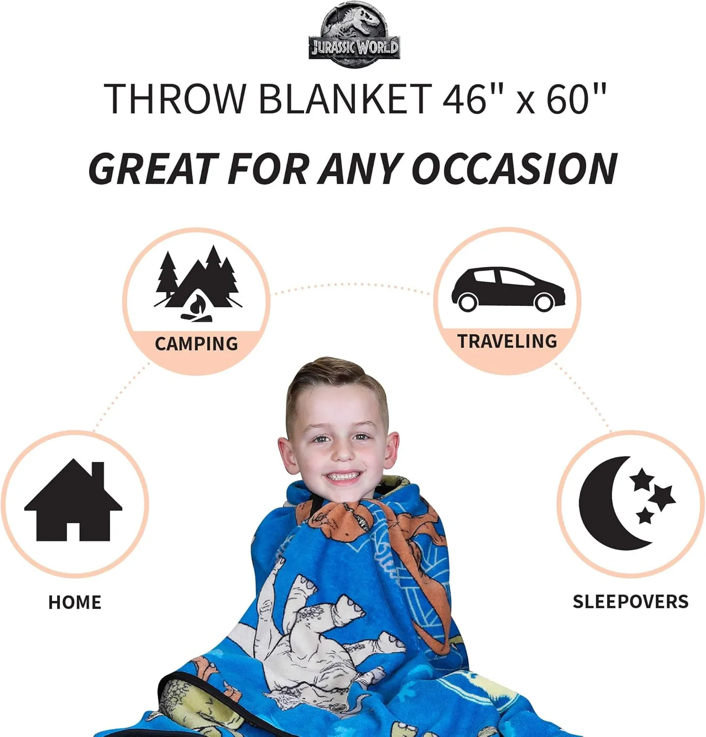 Franco Kids Bedding Super Soft Plush Throw Blanket, 46 in x 60 in, Jurassic World