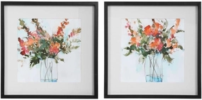 Fresh Flowers - 26.25 inch Watercolor Print (Set of 2) - 26.25 inches wide by 2 inches deep