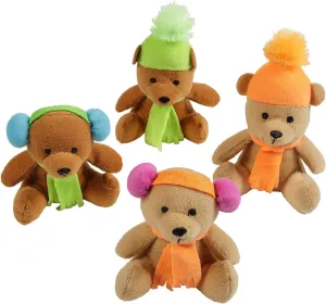 Fun Express Mini Winter Stuffed Hat & Scarves Teddy Bears - Toys - 12 Pieces