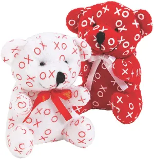 Fun Express Mini XOXO Hugs and Kisses Stuffed Bears (Set of 12 Plush Animals) Valentine's Day Toys