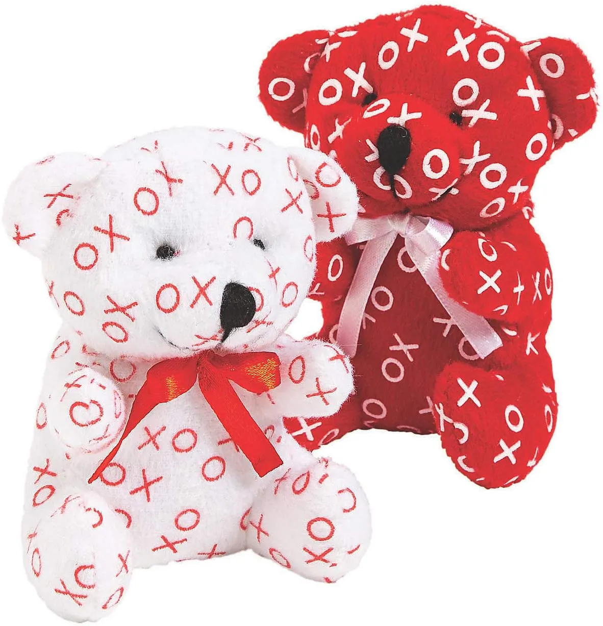 Fun Express Mini XOXO Hugs and Kisses Stuffed Bears (Set of 12 Plush Animals) Valentine's Day Toys