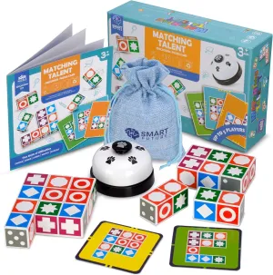 Funtactics Wooden Matching Game Puzzle 3.0 Games, Pattern Block Match Puzzles Building Cubes with Bell for Kids and Adults Toys Board Games for Family Night 5 Players