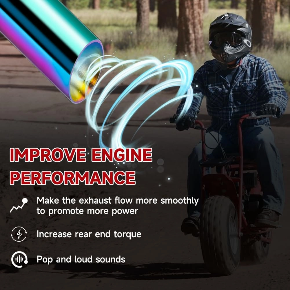 FVRITO 212cc Exhaust Pipe Kit for Predator 196cc Coleman CT200U BT200X CT200U-EX KT196 6.5HP GX160 GX200 Tillotson Mini Bike Baja MB200 Clone Engine Go Kart Performance Parts Colorful