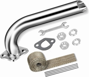 FVRITO Exhaust Pipe Header for CT200u Coleman BT200X CT200U-EX KT196 Mini Bike Go Kart Predator 212cc 224cc 196cc 6.5HP GX160 GX200 Clone Engine Baja Warrior MB200 Performance Parts Silver
