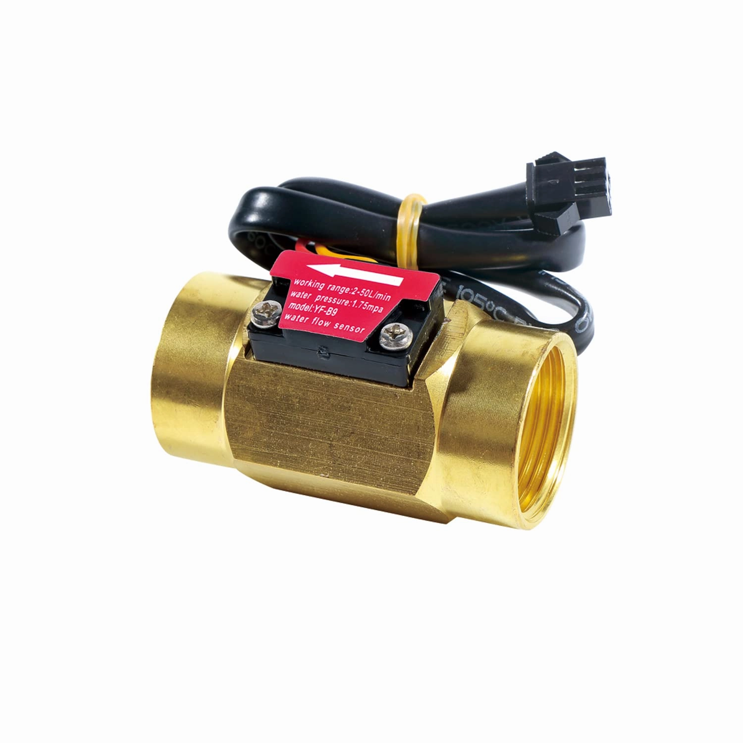 G3/4" Female Thread Brass Water Flow Sensor Switch Hall Effect Liquid Flowmeter Fluidmeter Counter BSP 2-50L/Min（58mm in Total Length）