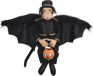 GALLERIE II Halloween Macbeth Flying Monkey Pumpkin Large Folk Art Doll Collectible, Joe Spencer Gathered Traditions Fall Autumn Harvest Home Living Room Decor Figures Figurines Black