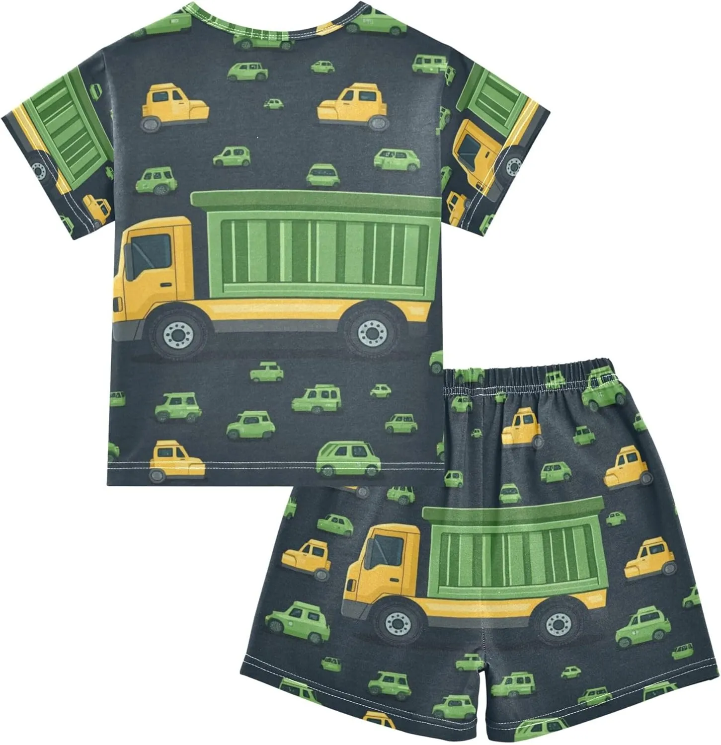 Garbage Truck Cars Summer Pajamas Short Set 2 Piece Sleepwear