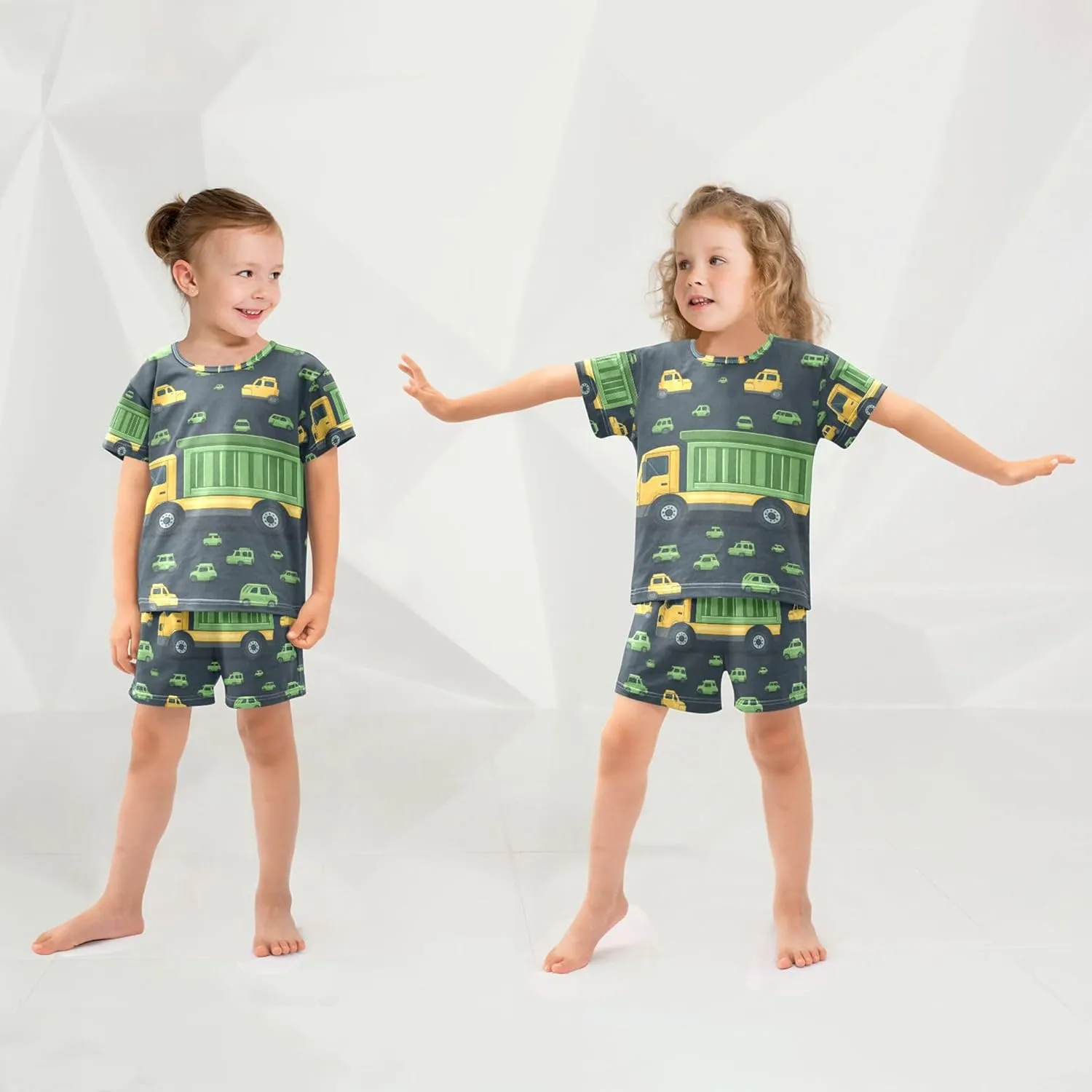 Garbage Truck Cars Summer Pajamas Short Set 2 Piece Sleepwear