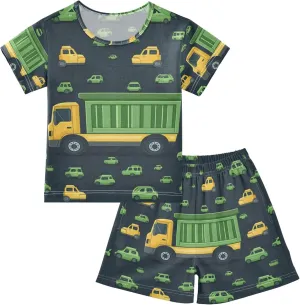 Garbage Truck Cars Summer Pajamas Short Set 2 Piece Sleepwear