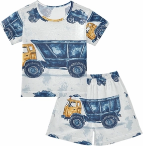 Garbage Truck Cars Pajamas Short Set 2 Piece Summer Sleepwear