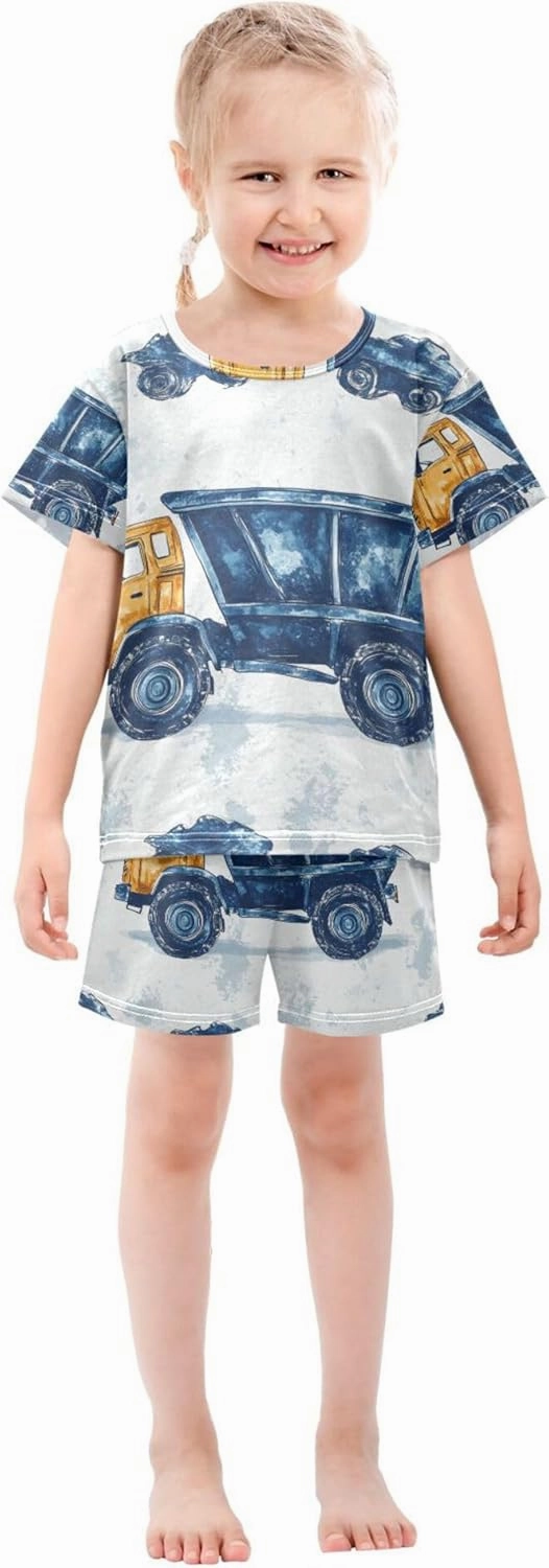 Garbage Truck Cars Pajamas Short Set 2 Piece Summer Sleepwear