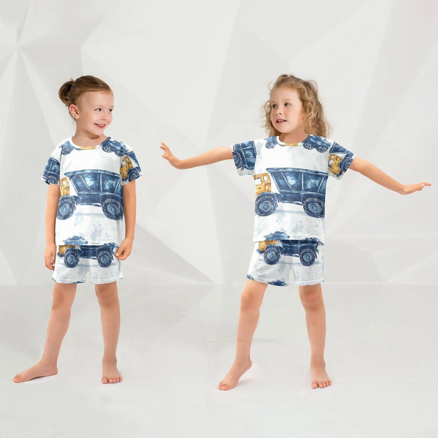 Garbage Truck Cars Pajamas Short Set 2 Piece Summer Sleepwear