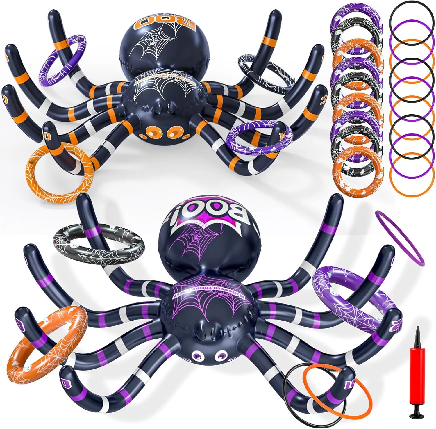 Garma Inflatable Spider Ring Toss Game for Kids' Halloween Party & Outdoor Fun