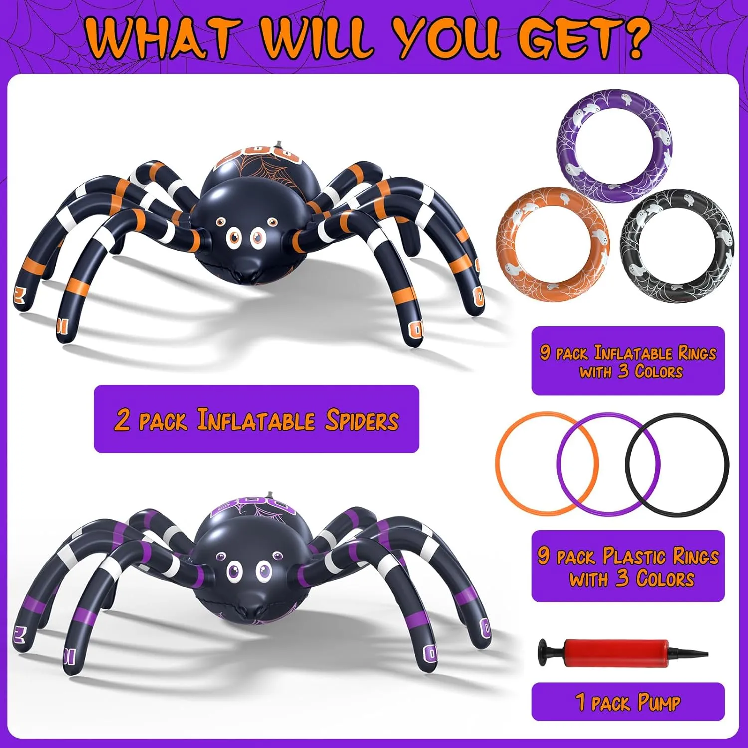 Garma Inflatable Spider Ring Toss Game for Kids' Halloween Party & Outdoor Fun