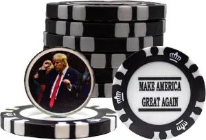 GBM GOLF BALL MANUFACTURERS Black Magnetic Poker Chips Trump - Make America Great Again