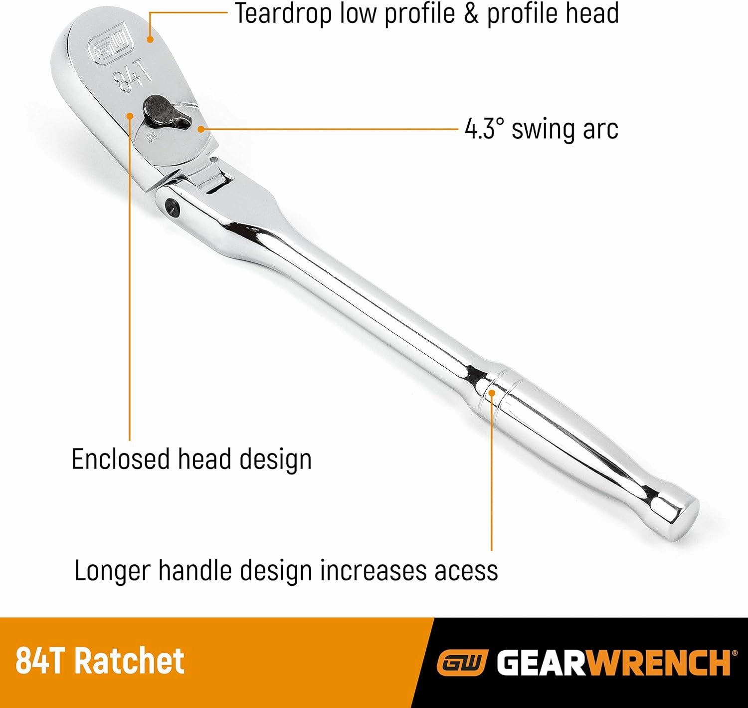 GEARWRENCH 4 Pc. Flex Handle RATCHET SET, 84T - 81230A-07
