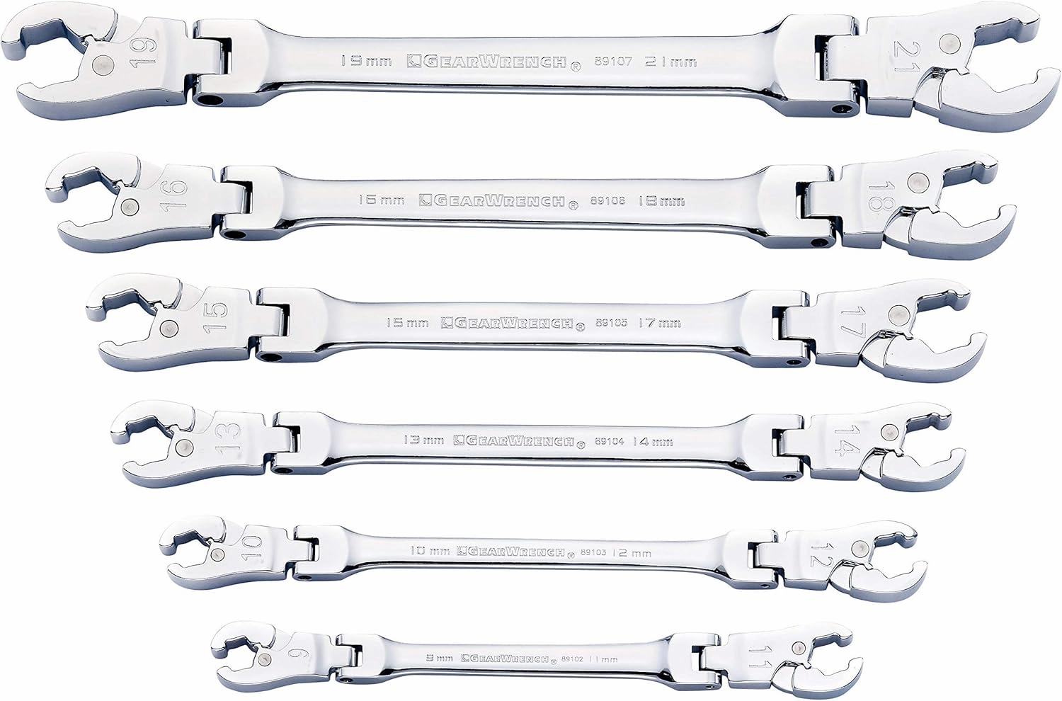 GEARWRENCH Ratcheting Flex Head Flare Nut Metric Wrench Set 6 Pc. - 89101D