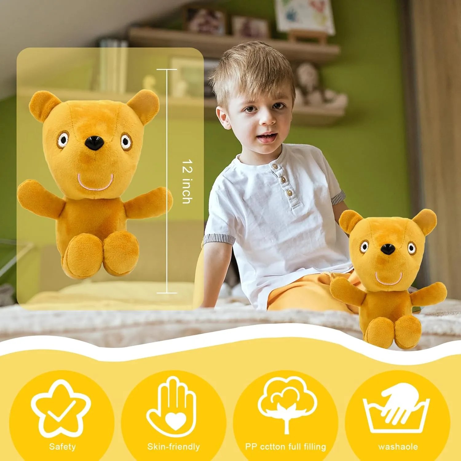 George Dinosaur Plush Stuffed Cartoon Dinosaur Doll Toys, Teddy Bear Plush Toys 12”（2PC Suit）