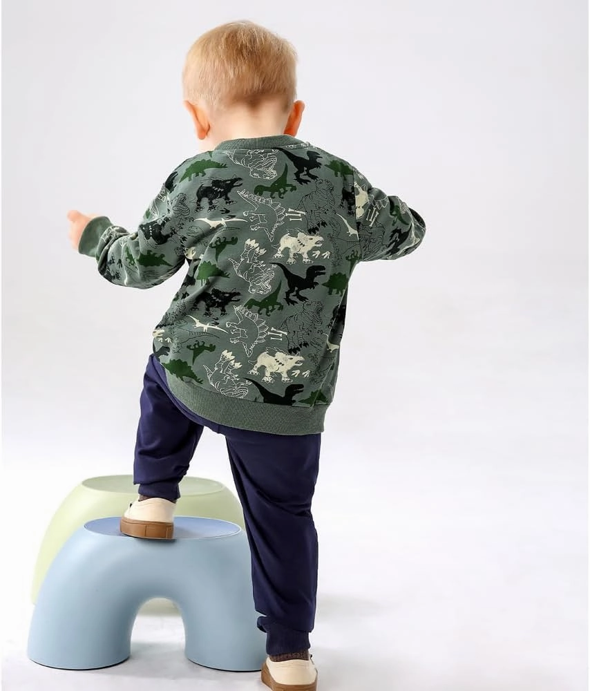 GFQLONG Toddler Baby Boy Fall Winter Sweatshirt Outfit Clothes Long Sleeve Pullover Tops Joggers Pants Set